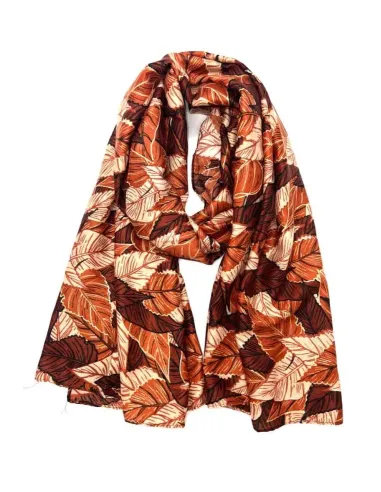 LINETA - Foulard motifs feuille brillant