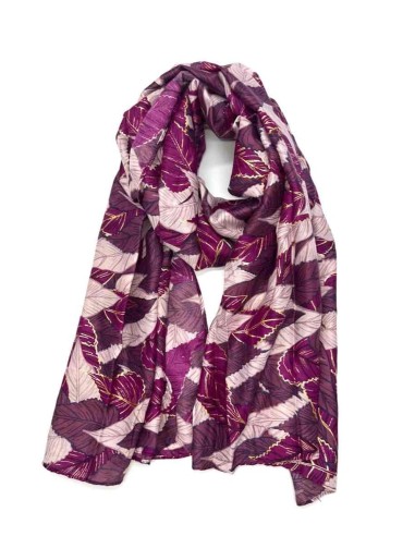 LINETA - Foulard motifs feuille brillant