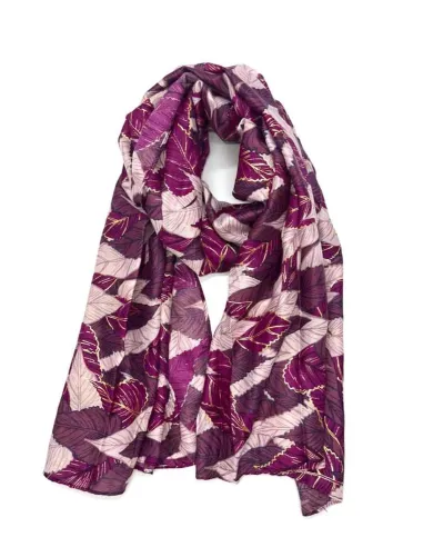 LINETA - Foulard motifs feuille brillant