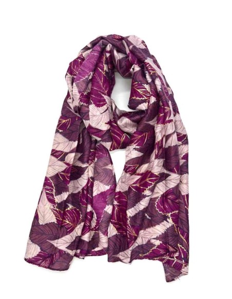 LINETA - Foulard motifs feuille brillant