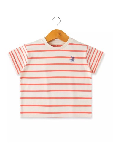 EOM - Tee-shirt Elorisao rayé corail