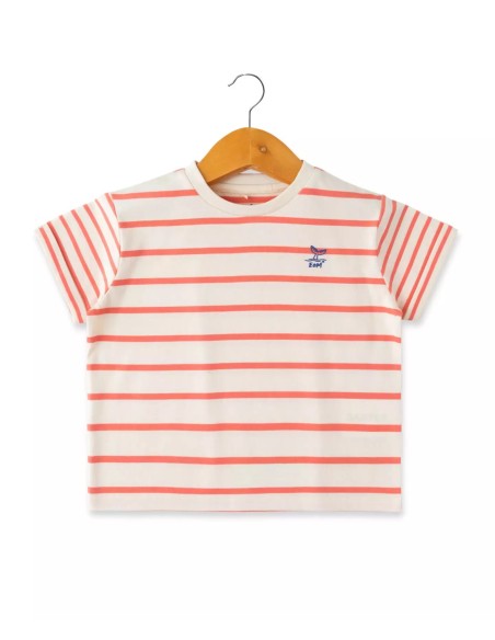 EOM - Tee-shirt Elorisao rayé corail