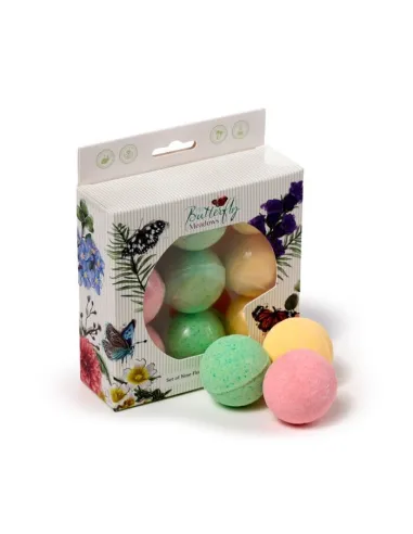 PUCKATOR - Lot de 9 Petites Boules de Bain Amande douce - Butterfly Meadows pas cher|La Boîte de Magie