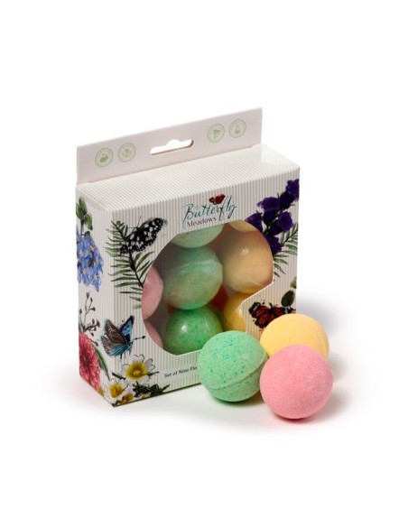 PUCKATOR - Lot de 9 Petites Boules de Bain Amande douce - Butterfly Meadows pas cher|La Boîte de Magie