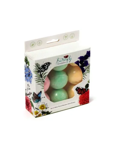 PUCKATOR - Lot de 9 petites boules de Bain Amande douce - Butterfly Meadows