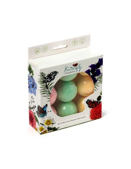 PUCKATOR - Lot de 9 petites boules de Bain Amande douce - Butterfly Meadows
