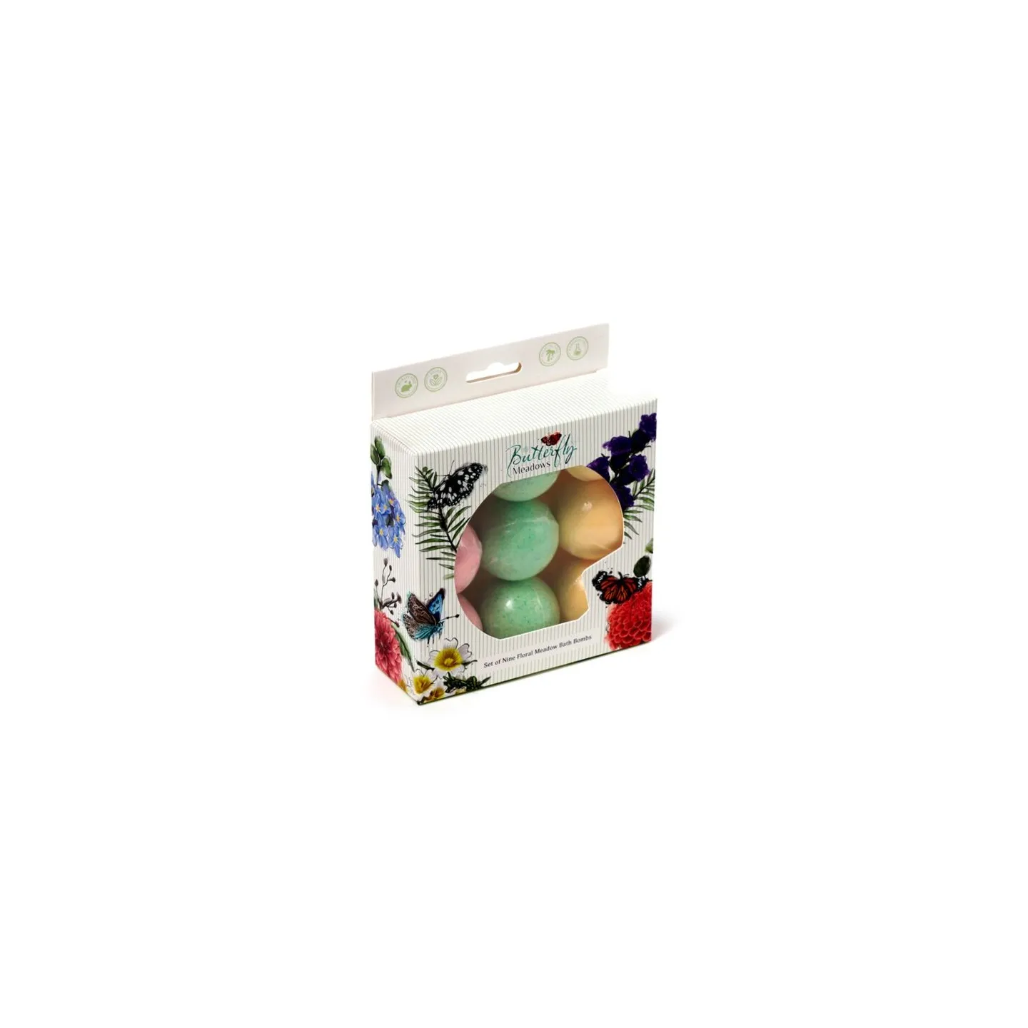 PUCKATOR - Lot de 9 petites boules de Bain Amande douce - Butterfly Meadows