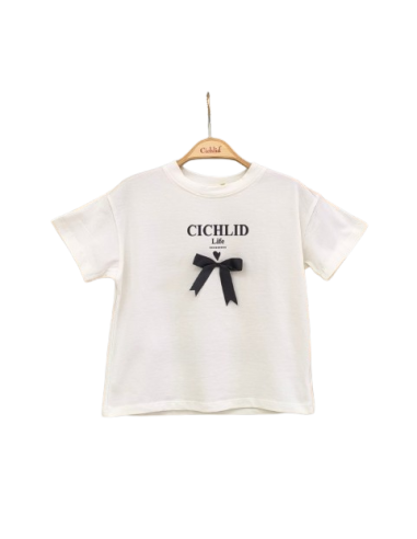 ELENA - Tee-shirt Noeud blanc 4-8 ans