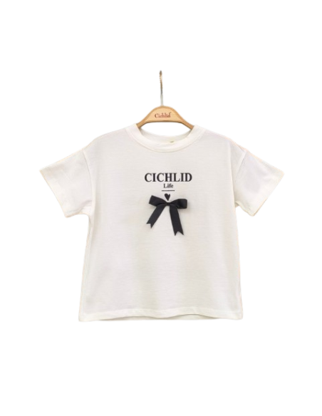 ELENA - Tee-shirt Noeud blanc 4-8 ans