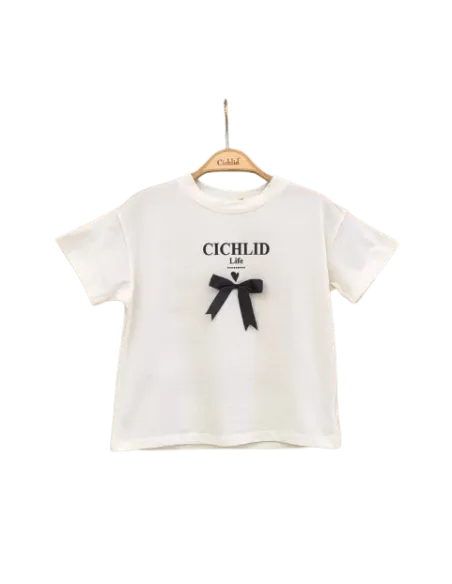 ELENA - Tee-shirt Noeud blanc 4-8 ans
