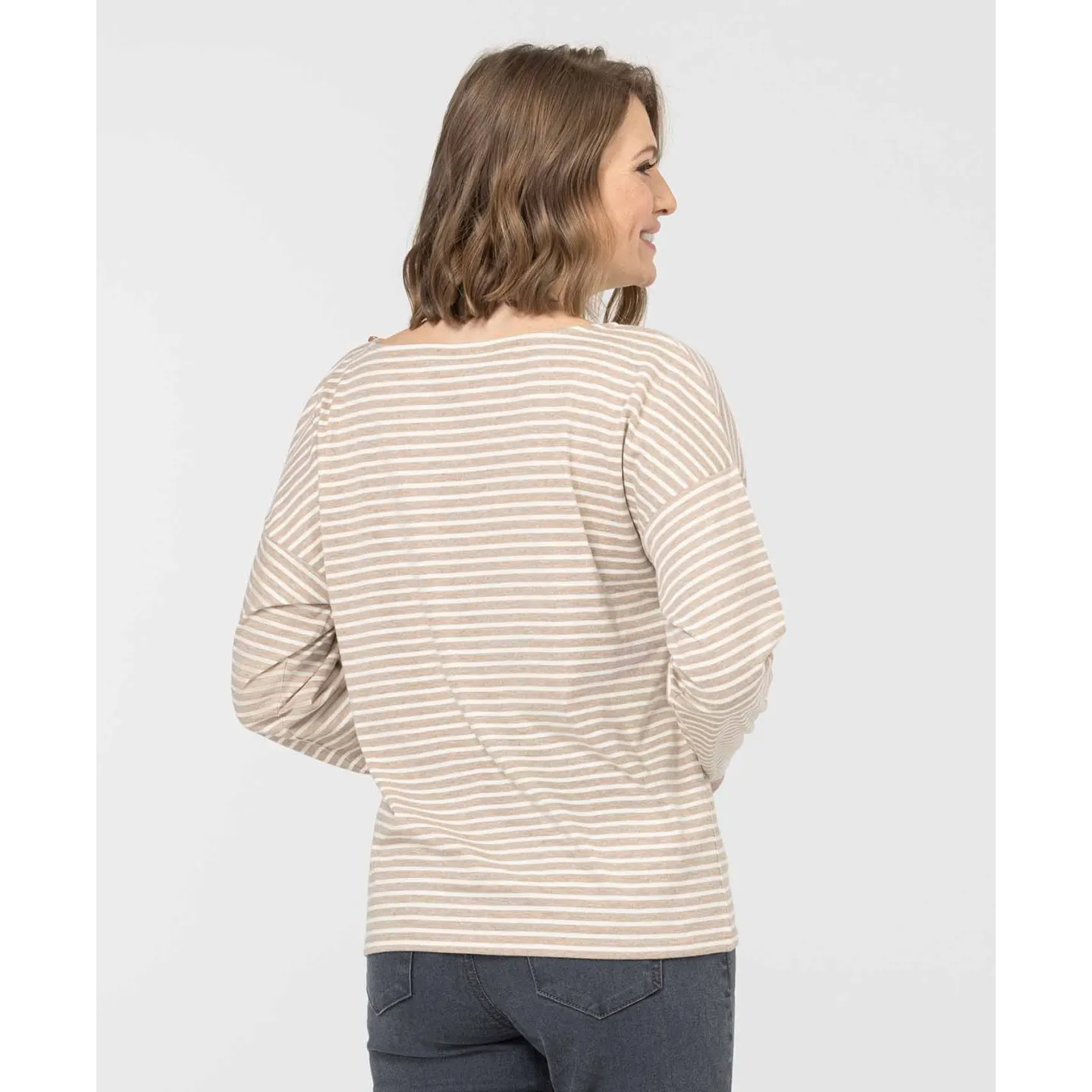 EOM - Marinière MARTHE FOND GREGE RAYE BEIGE pas cher | La Boîte de Magie Nice