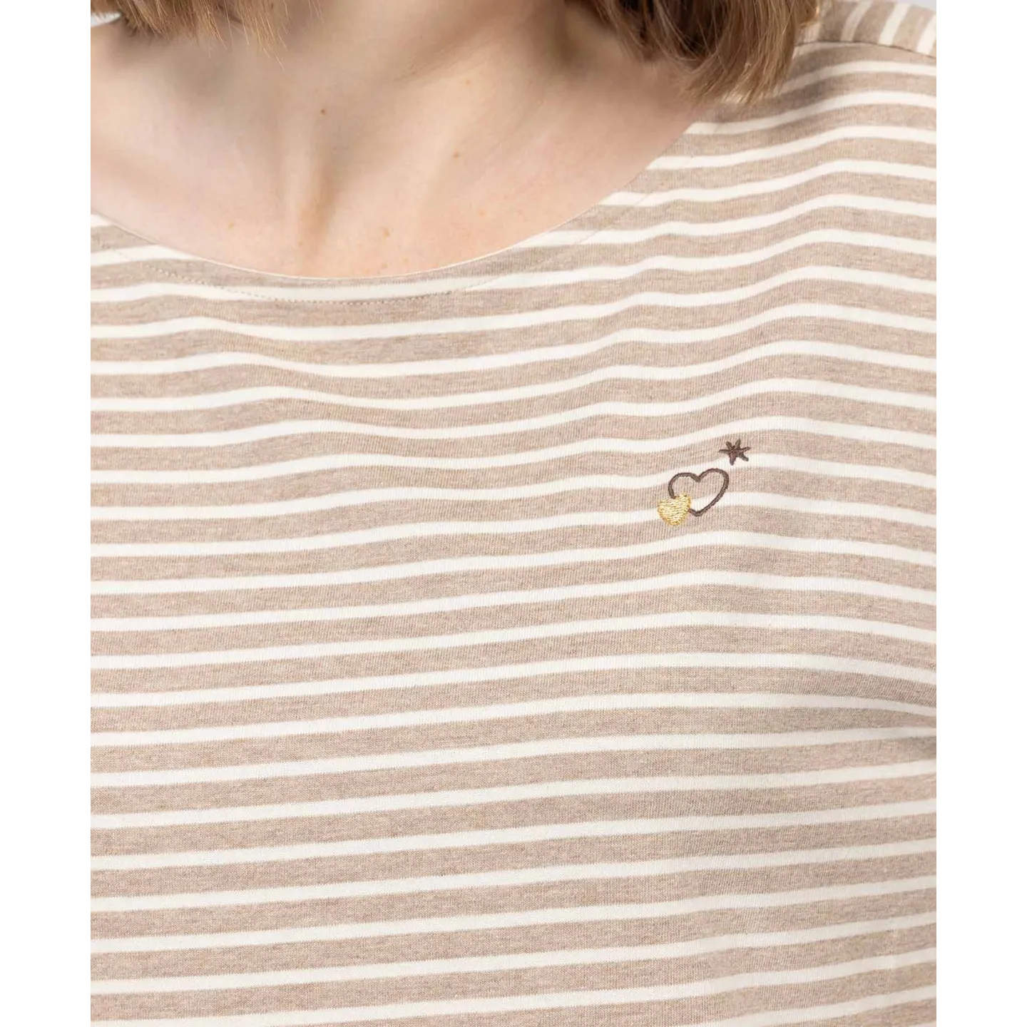 EOM - Marinière MARTHE FOND GREGE RAYE BEIGE pas cher | La Boîte de Magie Nice