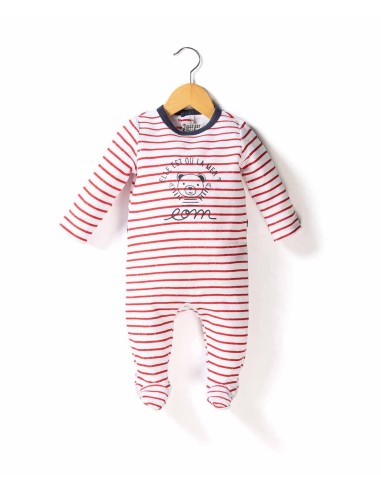 EOM - EPANDOR Pyjama pour fille et garçon blanc rayé rouge