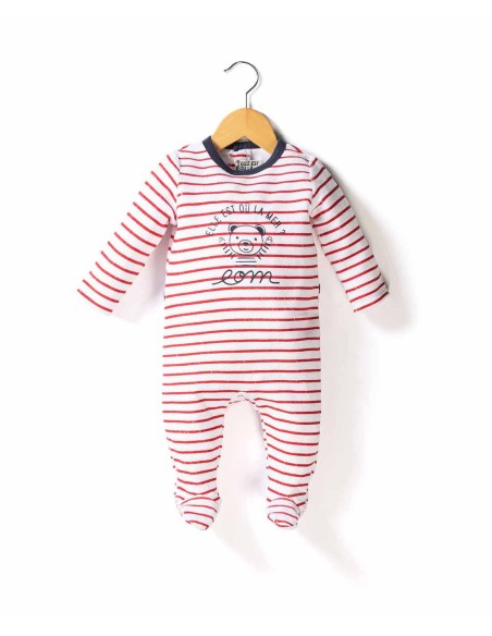 EOM - EPANDOR Pyjama pour fille et garçon blanc rayé rouge