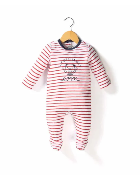 EOM - EPANDOR Pyjama pour fille et garçon blanc rayé rouge