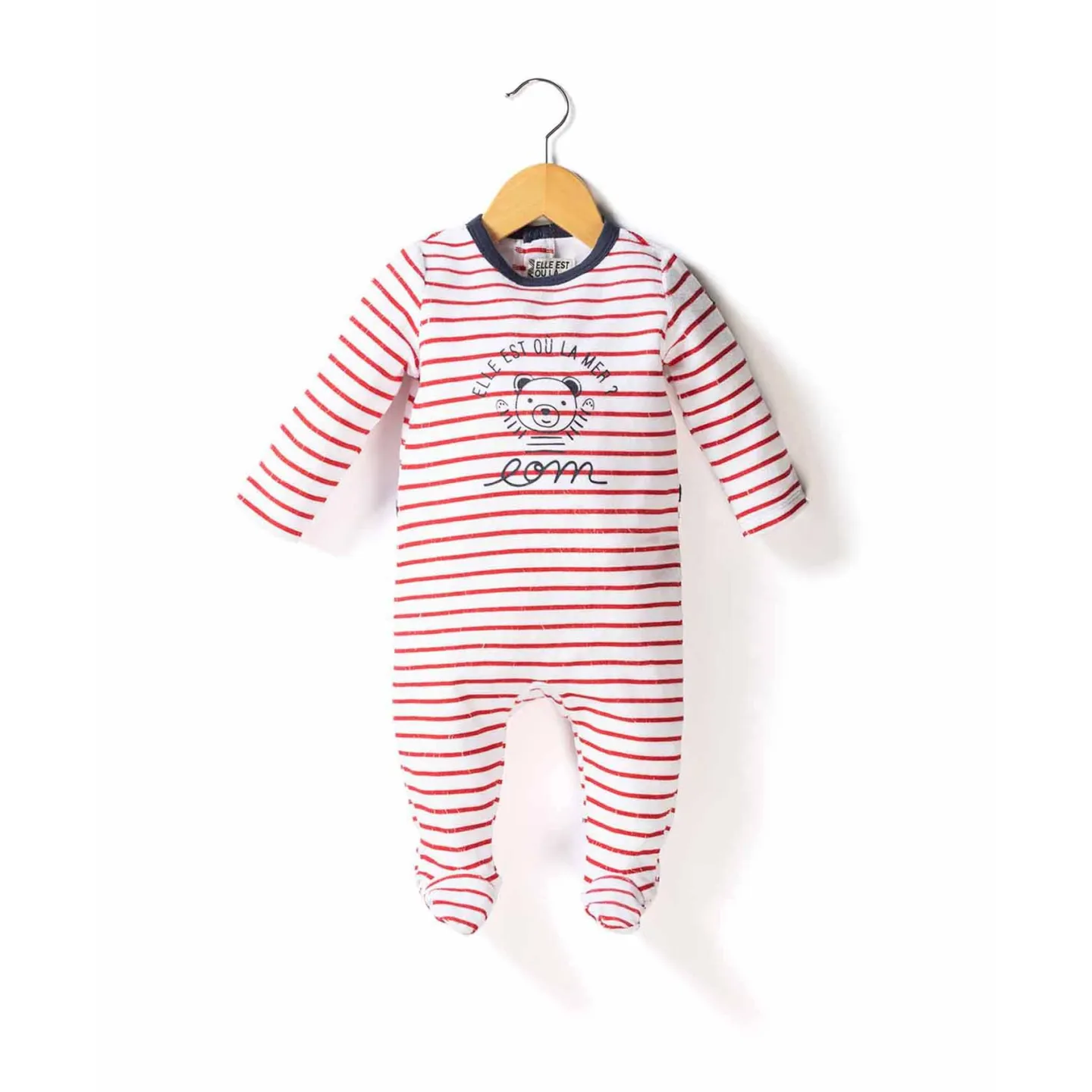 EOM - EPANDOR Pyjama pour fille et garçon blanc rayé rouge