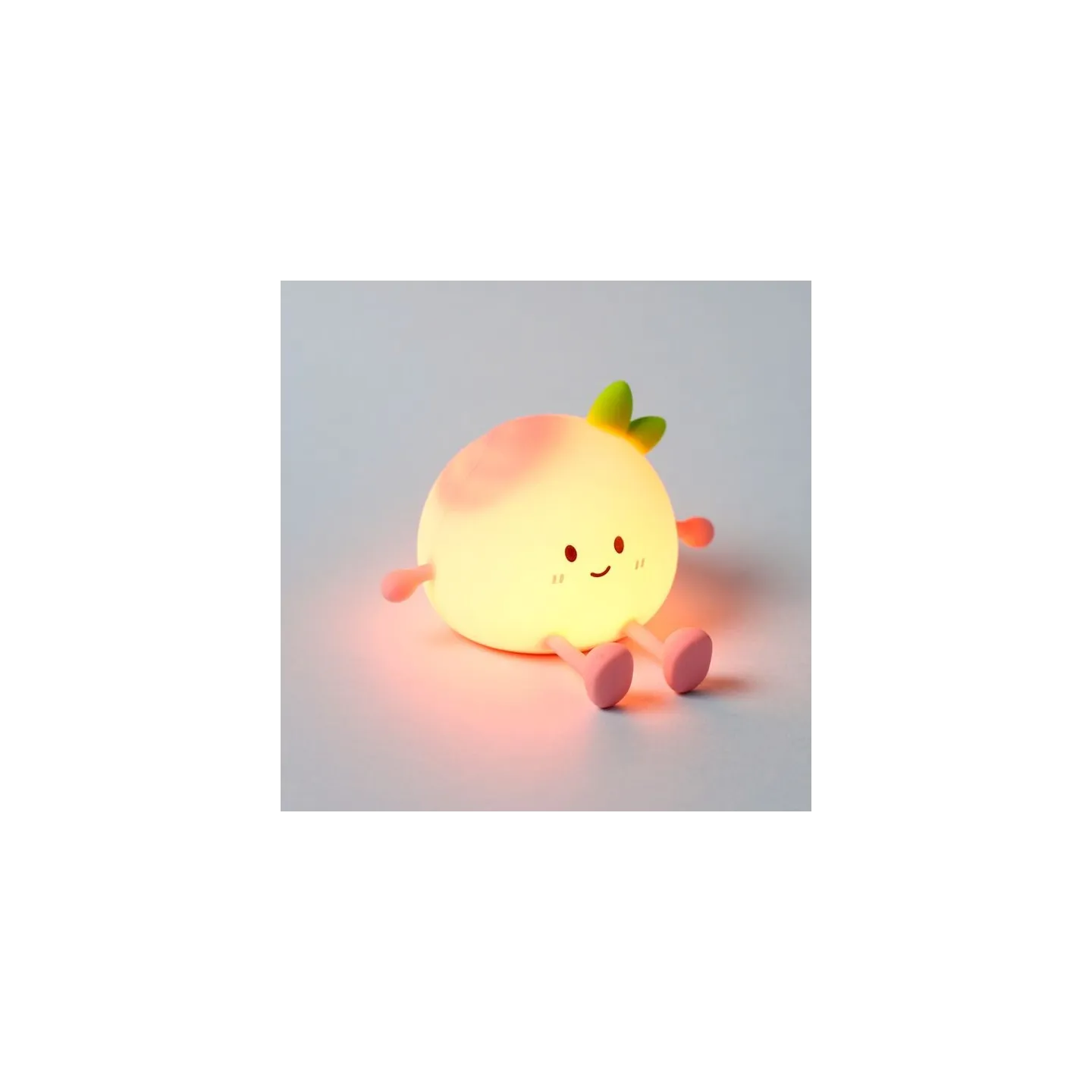 PUCKATOR - Veilleuse LED & Support Téléphone - Foodieemals Pêche