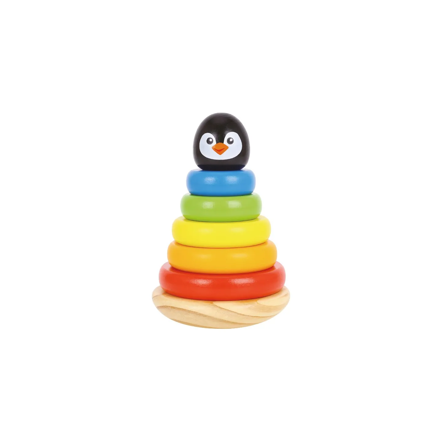 IMAGINOVO - Jeu enfant tour pingouin formes empilables bois +12 mois 7 pieces 18x12x12 cm | La Boite de Magie Nice