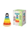 IMAGINOVO - Jeu enfant tour pingouin formes empilables bois +12 mois 7 pieces 18x12x12 cm