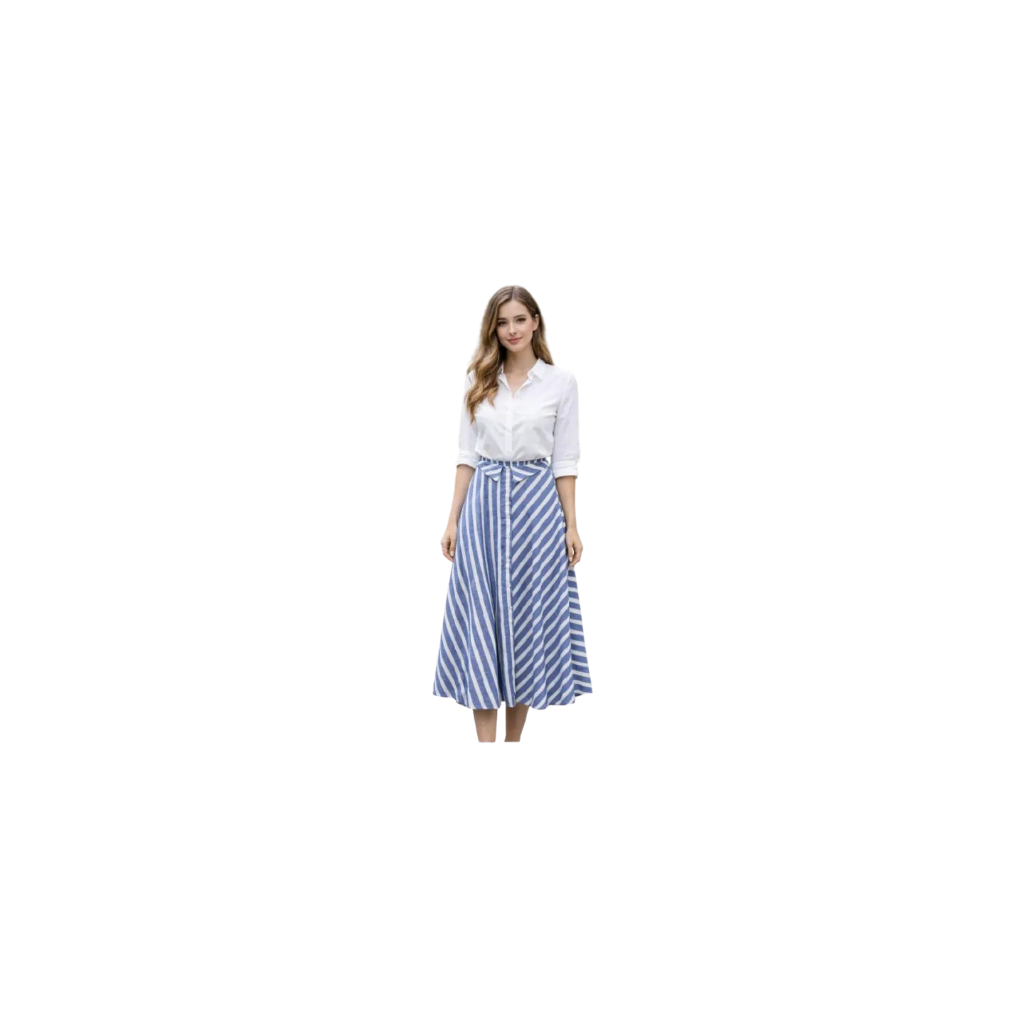 BAHE - Jupe  Azur bleu rayé blanc