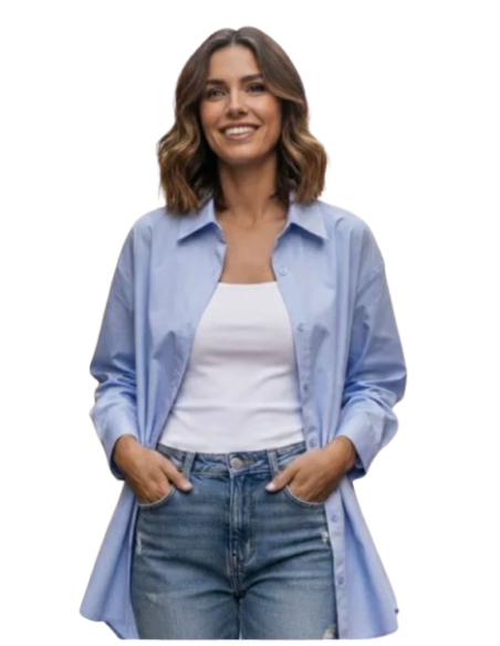 BAHE - Chemise 8155 bleu uni pas cher| La Boite de Magie Nice