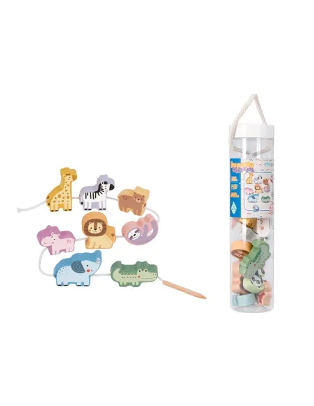 IMAGINOVO -  Perles d'animaux a enfiler bois +24 mois