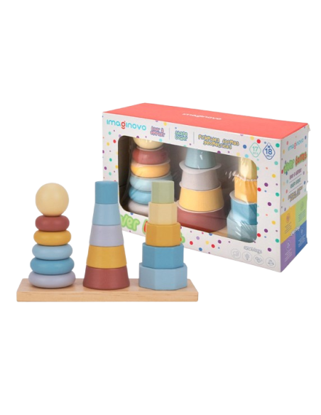 IMAGINOVO - Tour formes empilables bois +18 mois