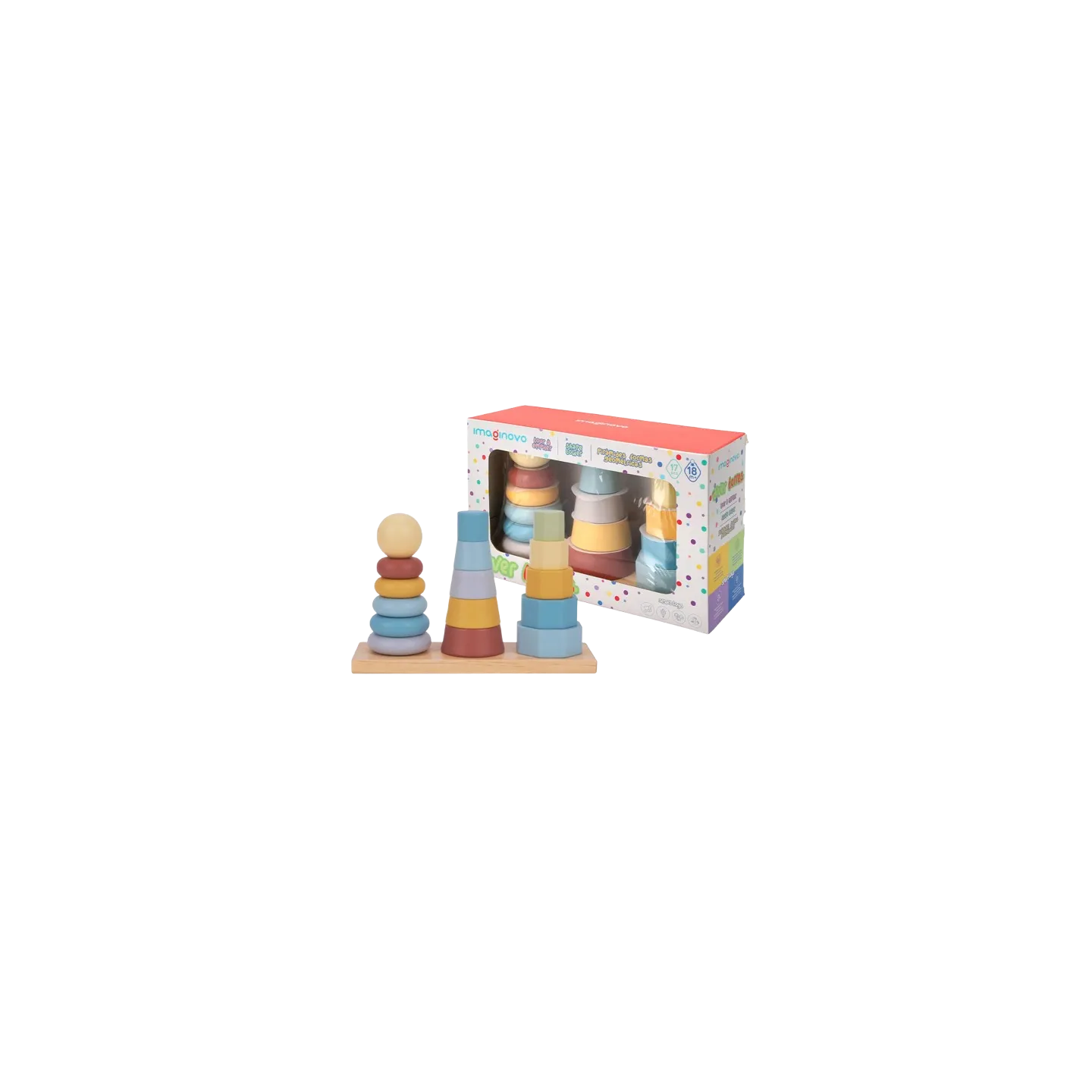 IMAGINOVO - Tour formes empilables bois +18 mois