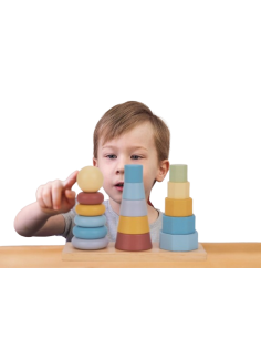 IMAGINOVO - Tour formes empilables bois +18 mois 2