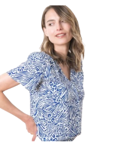 EOM -  Blouse CAPOULE2 imprime bleu
