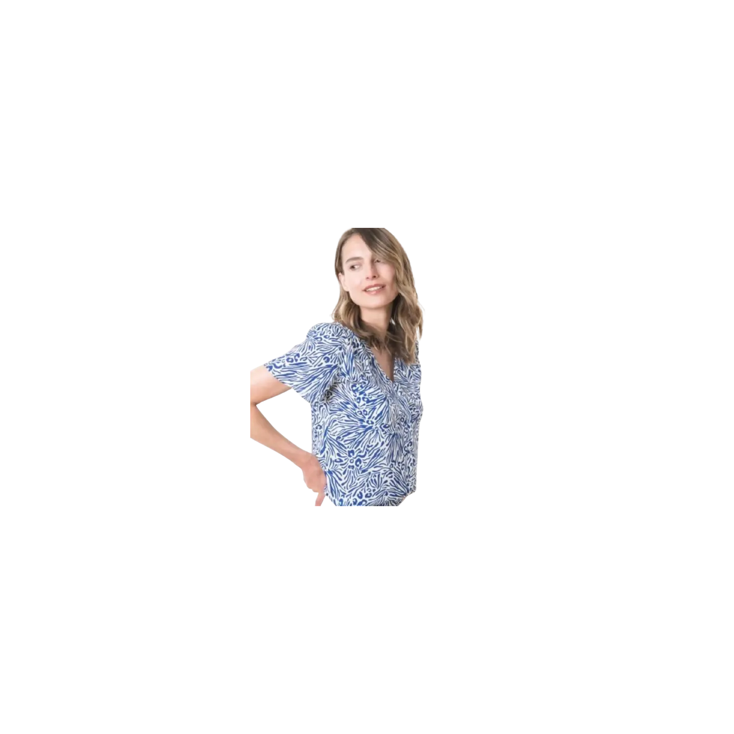 EOM -  Blouse CAPOULE2 imprime bleu