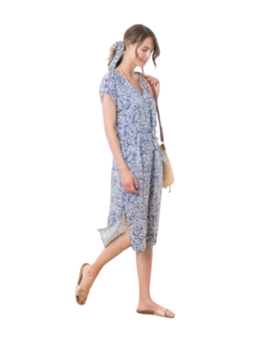 EOM - Robe ROUSTE imprimé bleu