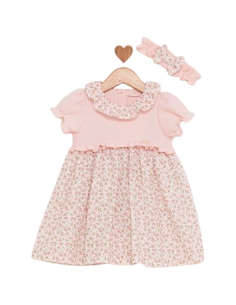 ELENA - Robe rose imrpimée 6 - 12 mois