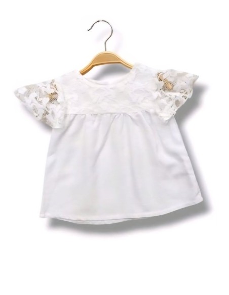 ELENA - Tee-shirt dentelle 6 - 36 mois paas cher| La Boite de Magie Nice