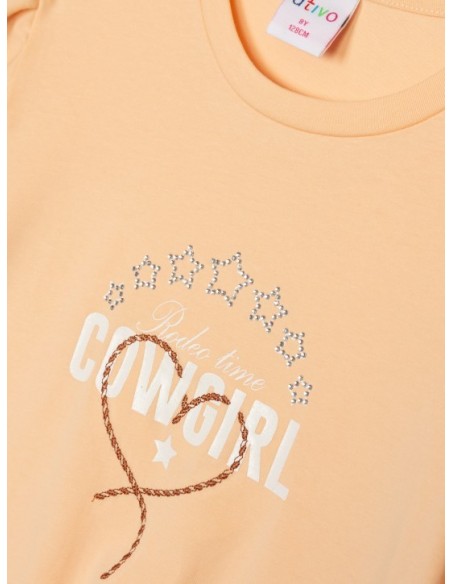 ATIVO - Tee-shirt Cowgirl rose pêche 4 - 12 ans pas cher| La Boite de Magie Nice