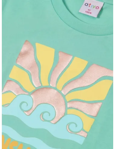 ATIVO - Tee-shirt Sunshine bleu eau 4 - 12 ans pas cher| La Boite de Magie Nice