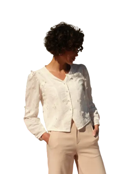 BAHE - Chemise Lulumary papillon blanc cassé