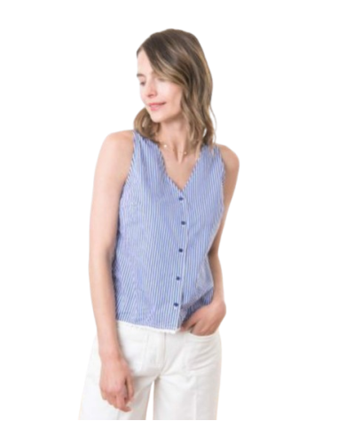 EOM -  Debardeur DIHAM fond plans rayé bleu