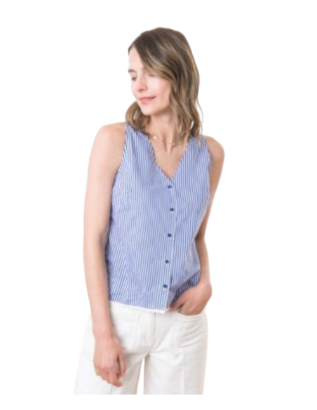 EOM -  Debardeur DIHAM fond plans rayé bleu