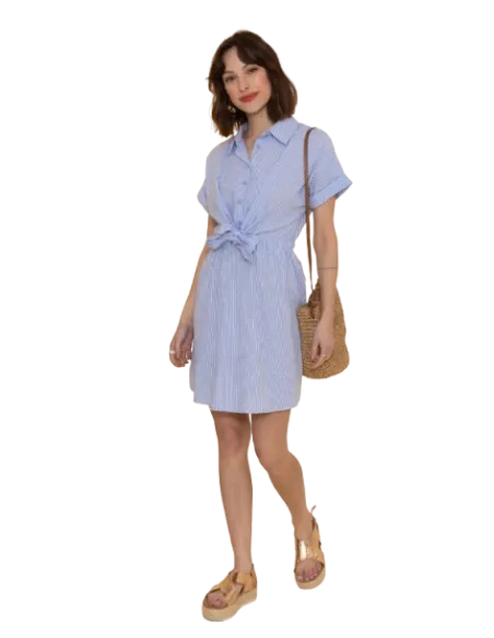 BAHE -Robe blue ciel rayé
