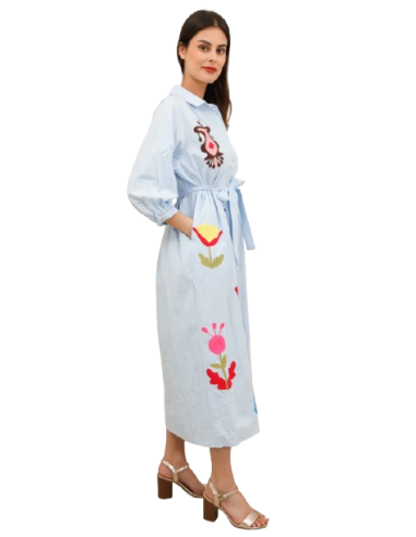 BAHE - Robe bleu imprimé fuchsia pas cher| La Boite de Magie Nice