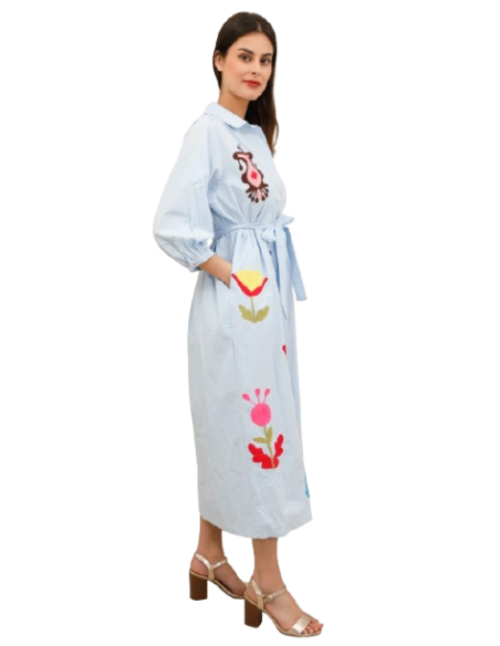 BAHE - Robe bleu imprimé fuchsia pas cher| La Boite de Magie Nice