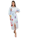 BAHE - Robe bleu imprimé fuchsia