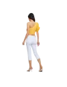 BAHE - Pantacourt joggjeans à boutons blanc pas cher| La Boîte de Magie Nice