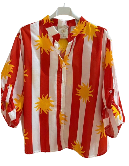 BAHE - Chemise Soleil rayé rouge pas cher| La Boite de Magie Nice