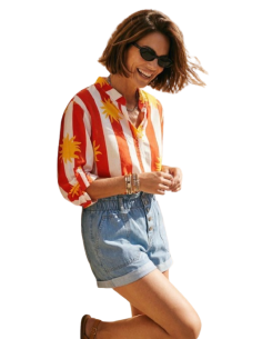 BAHE - Chemise Soleil rayé rouge