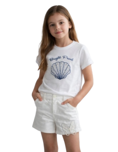 ELENA - Short papillon blanc 4 - 8 ans