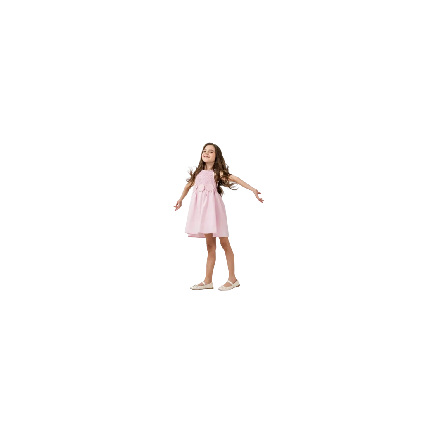 ELENA - Robe trois fleurs rose 2 - 6 ans