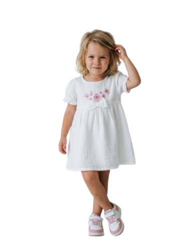 ELENA - Robe Fleurs blanc cassé  1 - 4 ans