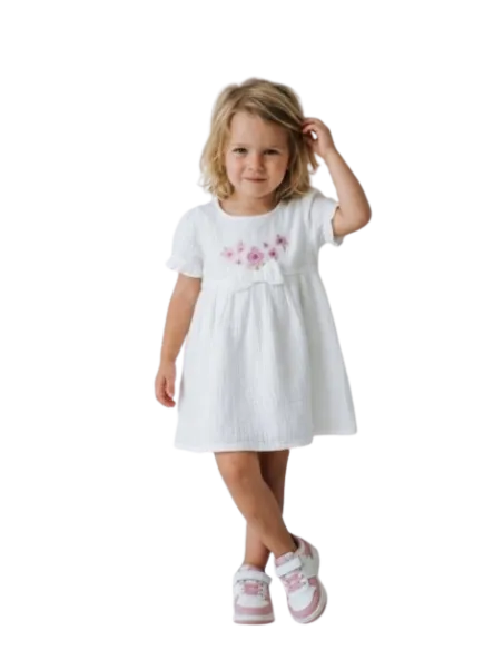 ELENA - Robe Fleurs blanc cassé  1 - 4 ans
